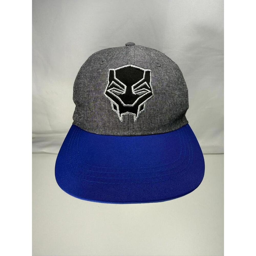 Black Panther Hat Cap Snap Back Gray Blue Embroidered Marvel Superhero Mens